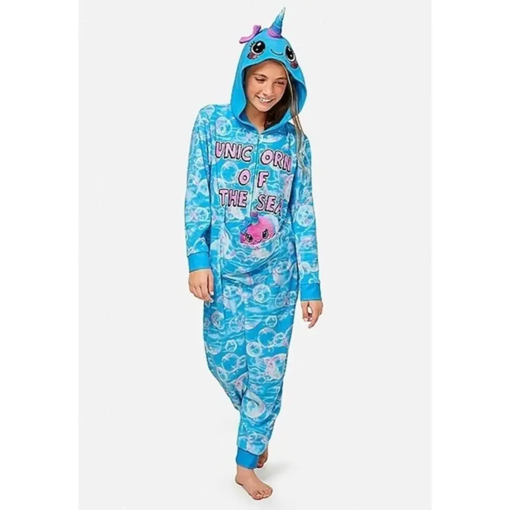 Justice Girl's Unicorn One-Piece Sleep Pajamas Kid's Youth Size 6/7